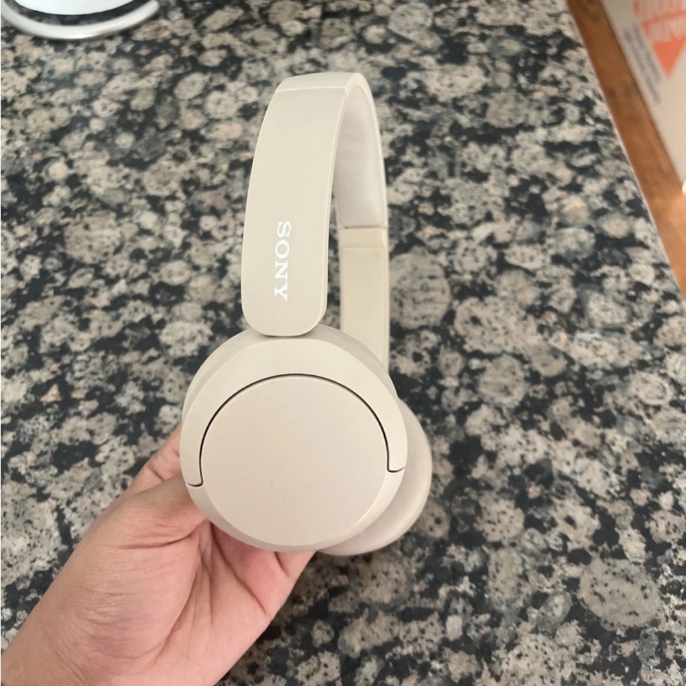 Sony Cream Over-Ear Headphones with Plush Comfort